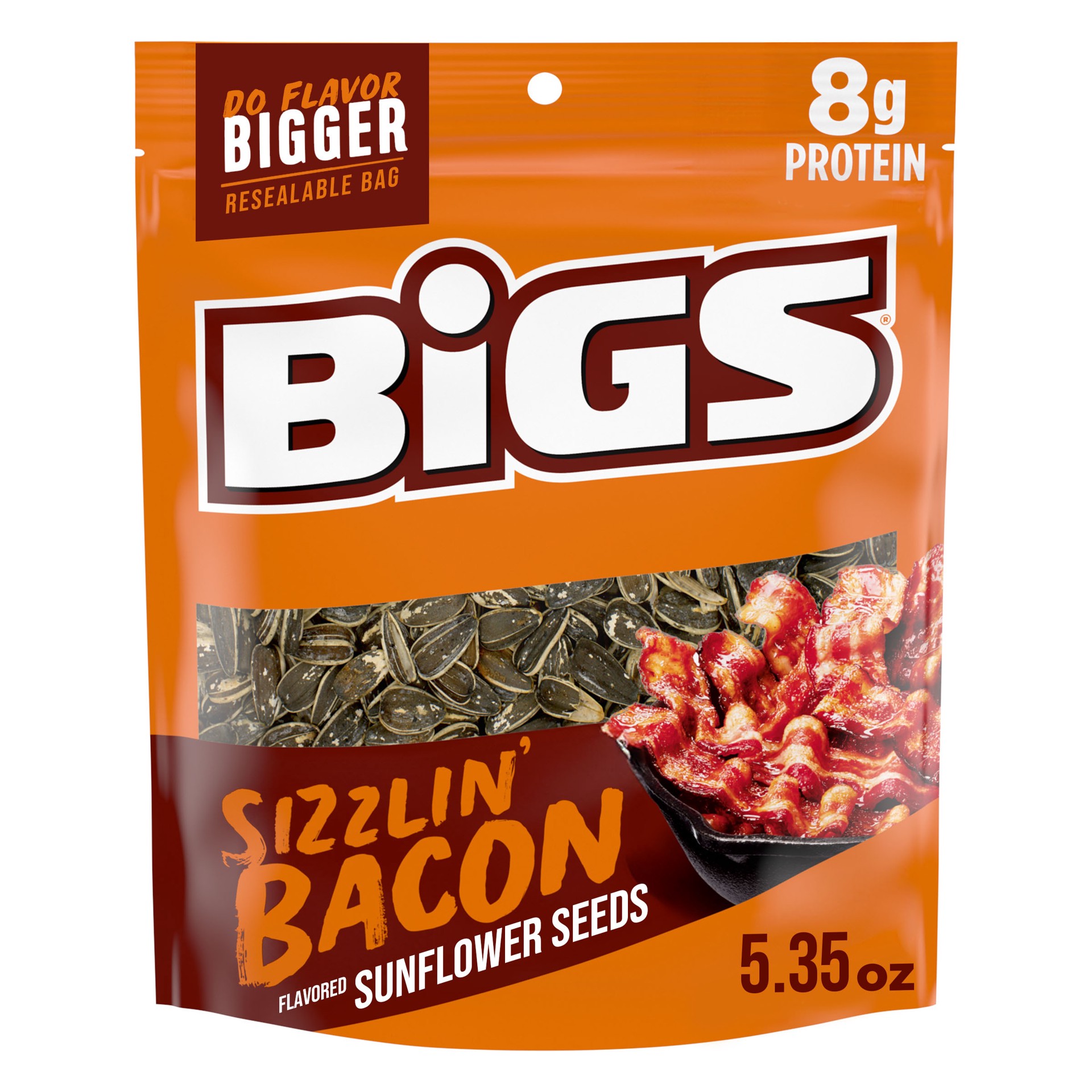 slide 1 of 5, Bigs Sizzlin' Bacon Sunflower Seeds, Keto Friendly Snack, Low Carb Lifestyle, 5.35 oz. Bag, 5.35 oz