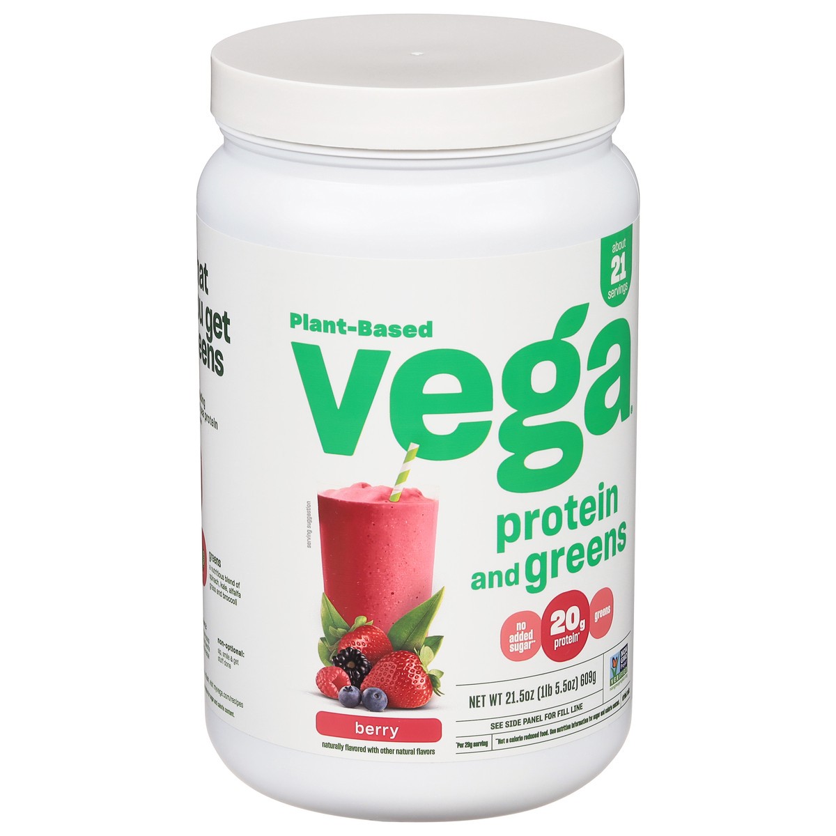 slide 4 of 13, Vega Protein & Greens Plant-Based Berry Drink Mix 21.5 oz, 21.5 oz