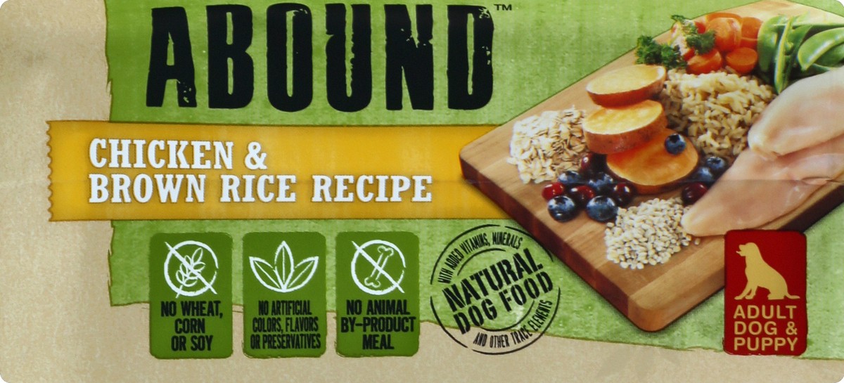 slide 4 of 6, Abound Chicken & Brown Rice Recipe Dog Food, 4 lb