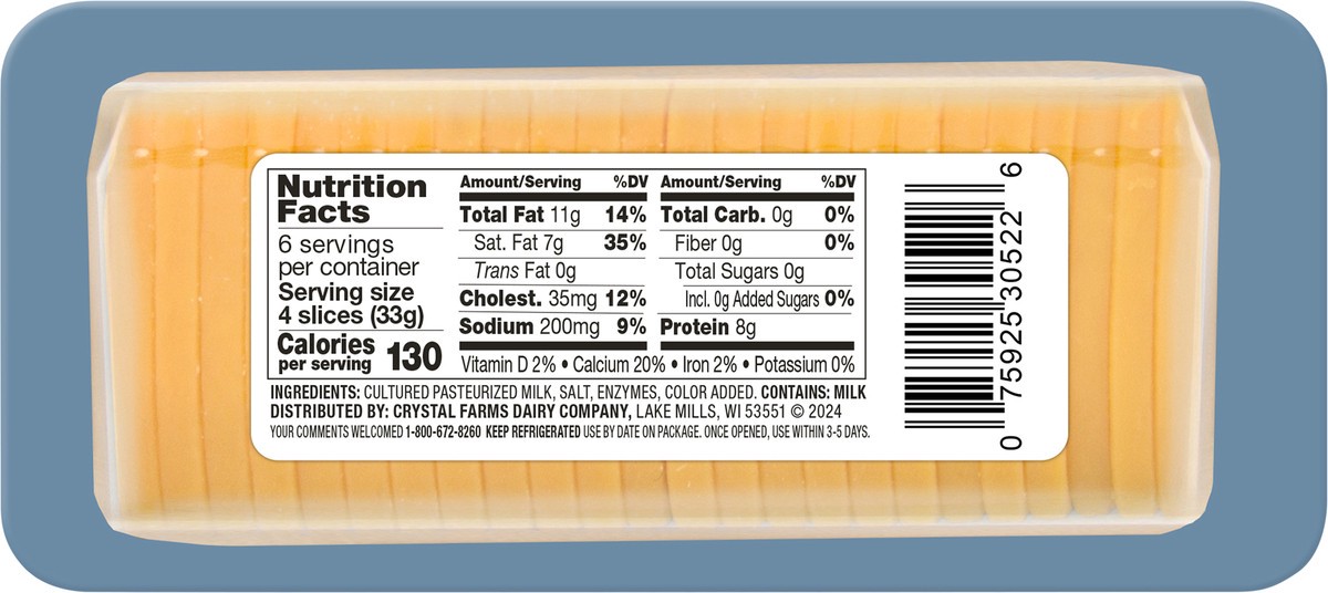 slide 2 of 9, Crystal Farms Wisc Xshrp Chdr Cracker Cuts 24 Slices, 7 oz