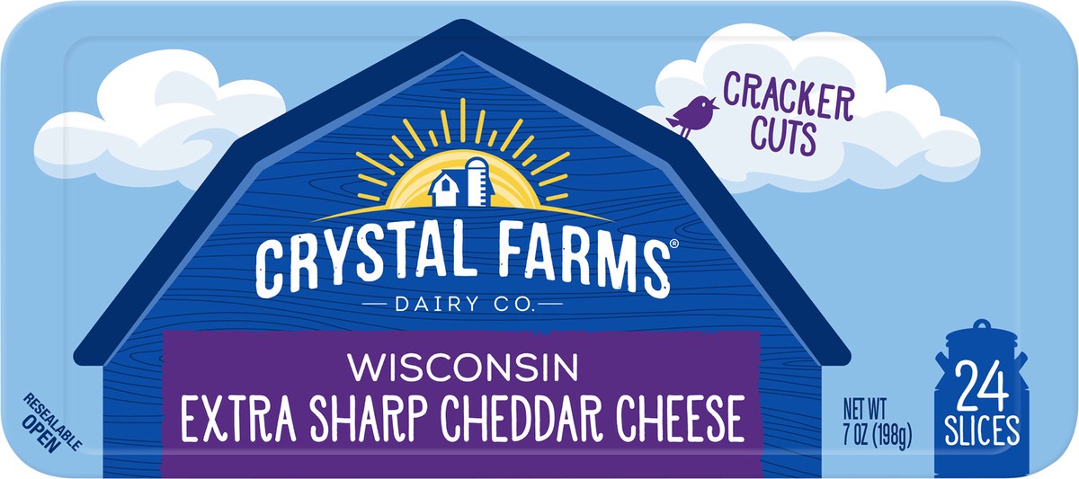 slide 4 of 9, Crystal Farms Wisc Xshrp Chdr Cracker Cuts 24 Slices, 7 oz