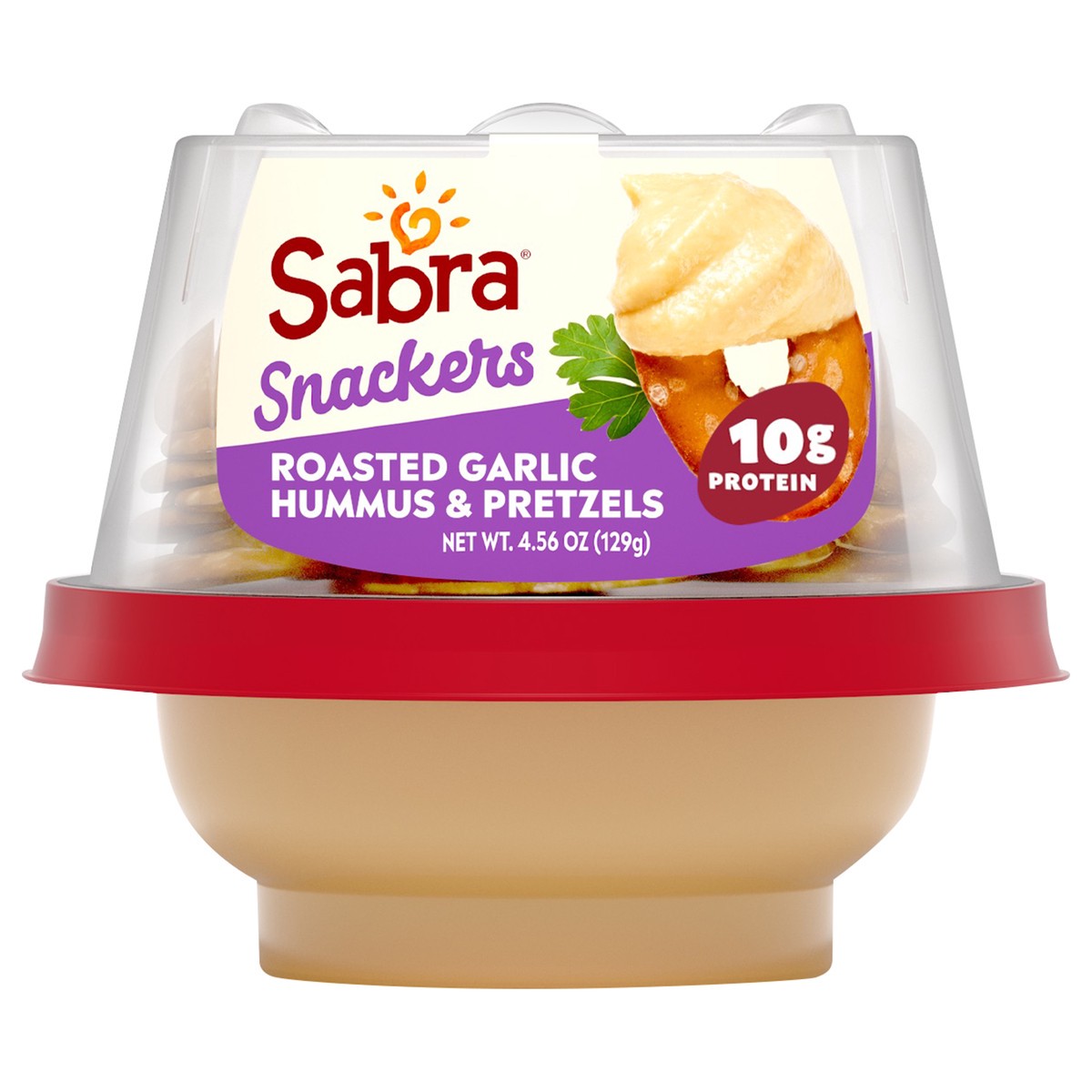 slide 7 of 9, Sabra Roasted Garlic Hummus With Pretzels Snacker - 4.56oz, 4.56 oz