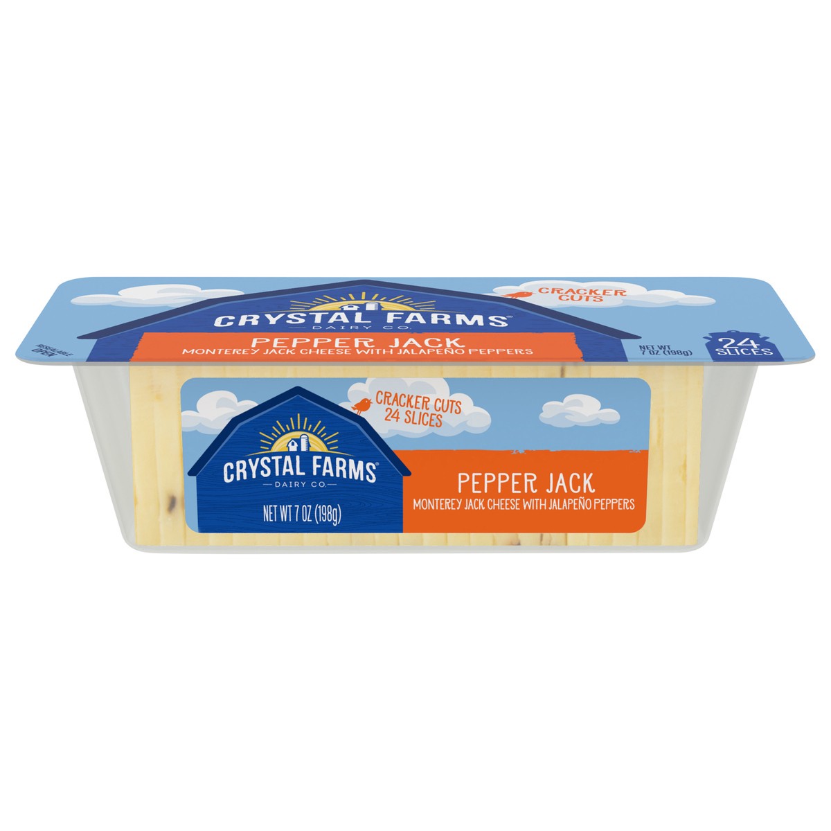 slide 1 of 9, Crystal Farms Pepper Jack Cheese 24 Slices - 7 oz, 7 oz