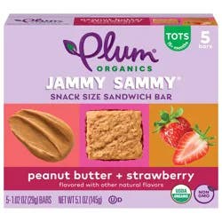 Plum Organics Jammy Sammy Snack Size Sandwich Bar Peanut Butter + Strawberry 5-Count Box/1.02oz Bars