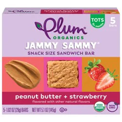 Plum Organics Jammy Sammy Snack Size Sandwich Bar Peanut Butter + Strawberry 5-Count Box/1.02oz Bars