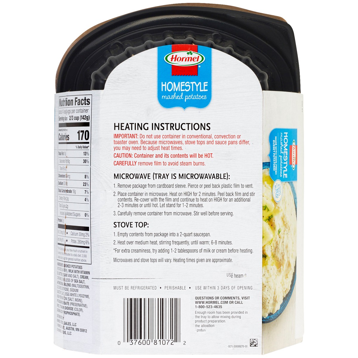 slide 3 of 9, Hormel Homestyle Mashed Potatoes 20 oz. Tray, 24 oz