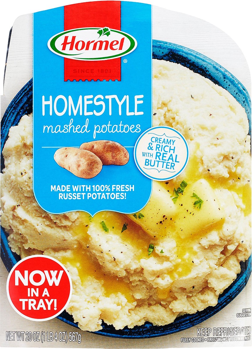 slide 1 of 9, Hormel Homestyle Mashed Potatoes 20 oz. Tray, 24 oz