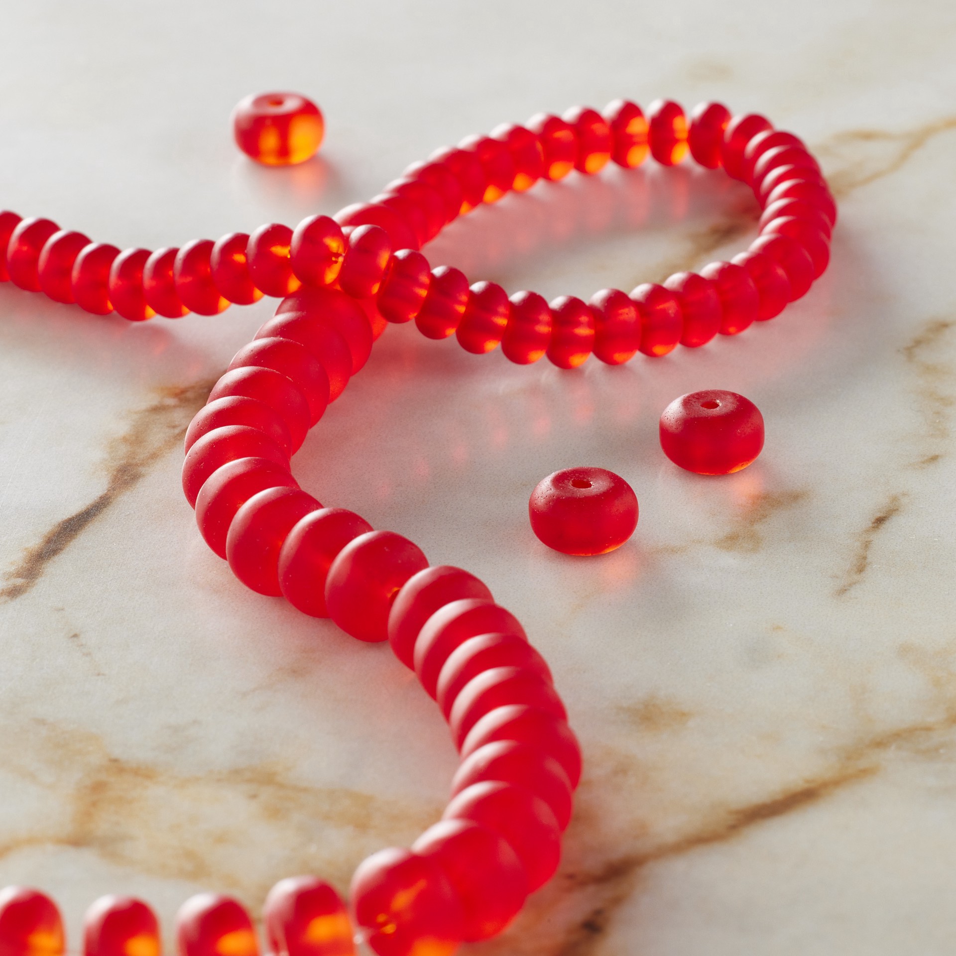 slide 3 of 3, Mixed Red Matte Glass Rondelle Beads By Bead Landing, 5.5mm-7.5mm