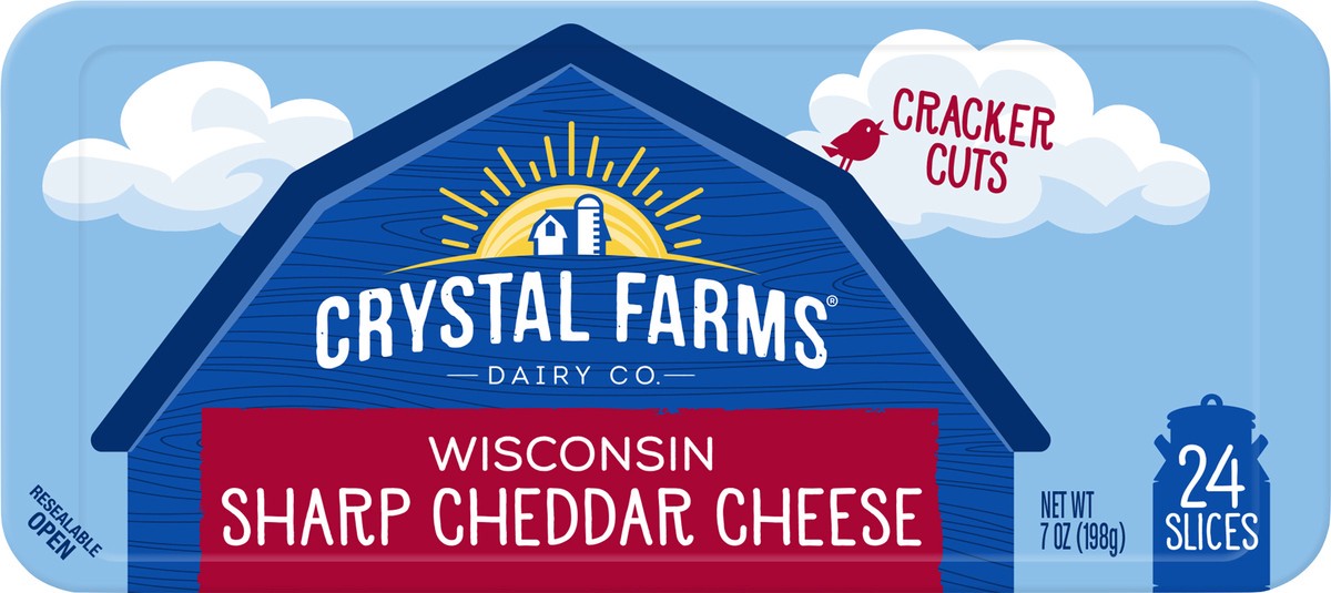 slide 5 of 9, Crystal Farms Wisc Shrp Chedr Cracker Cuts 24 Slices, 7 oz