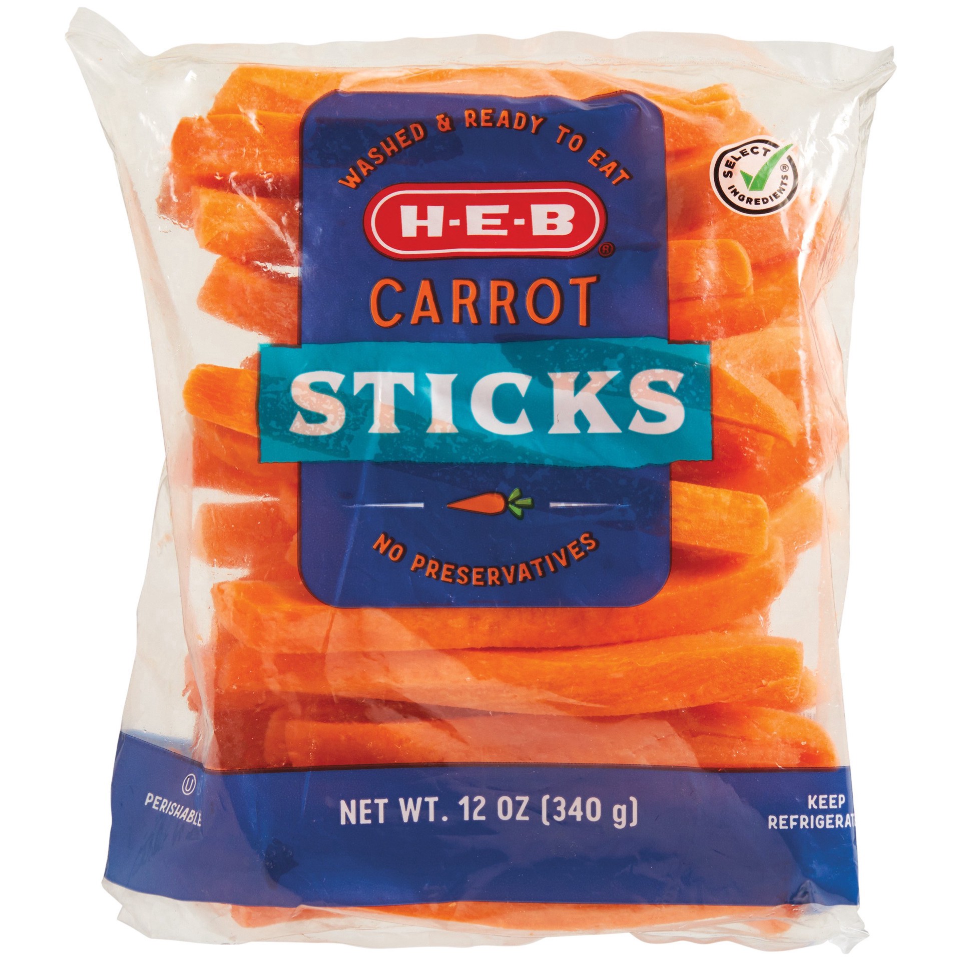 slide 1 of 1, H-E-B Select Ingredients Carrot Sticks, 12 oz