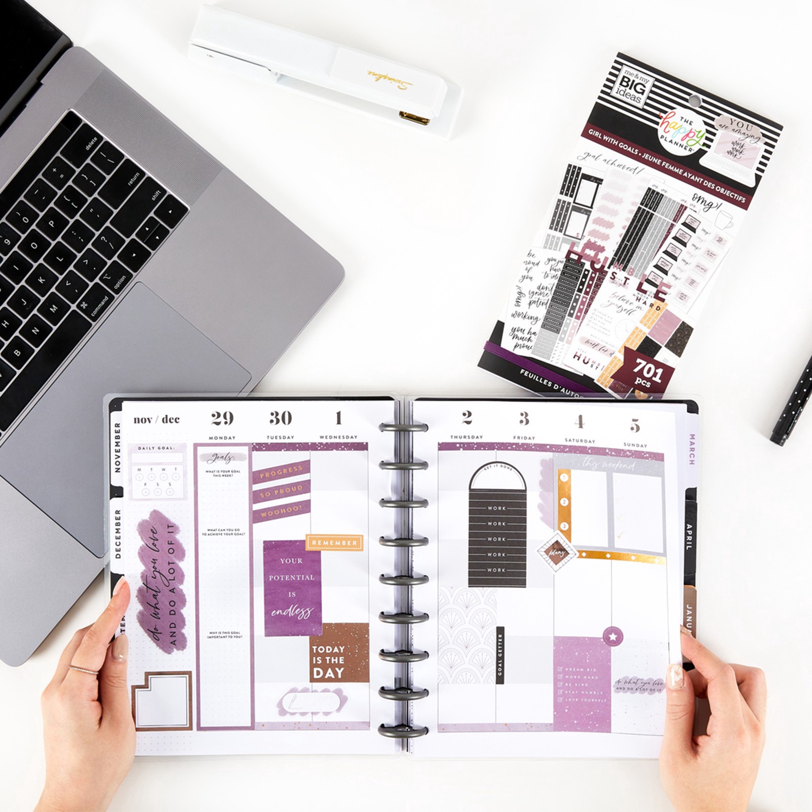 slide 3 of 5, Me & My Big Ideas The Happy Planner Girl With Goals Value Pack Stickers, 9 in x 4.75 in