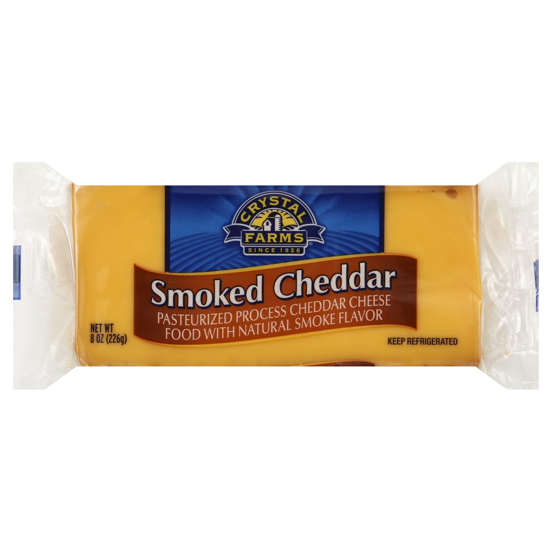 slide 1 of 1, Crystal Farms Cheese Food, Pasteurized Process, Smoked Cheddar, 8 oz