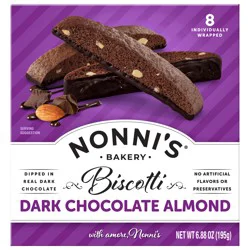 Nonni's Dark Chocolate Almond Biscotti, 8-count carton 6.88 oz