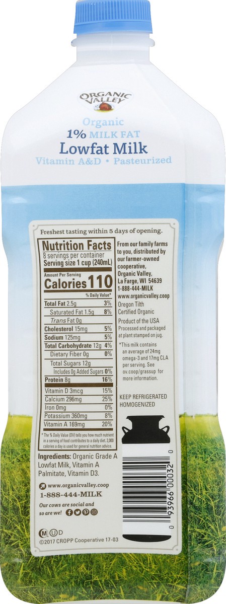 slide 2 of 8, Organic Valley 1% Lowfat Milk, 64 fl oz