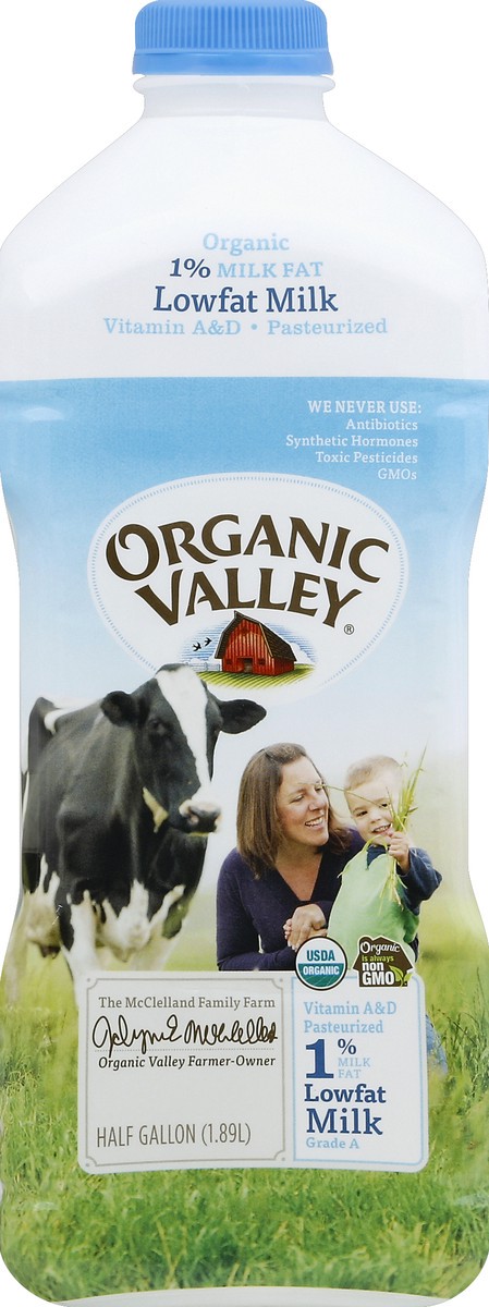 slide 1 of 8, Organic Valley 1% Lowfat Milk, 64 fl oz