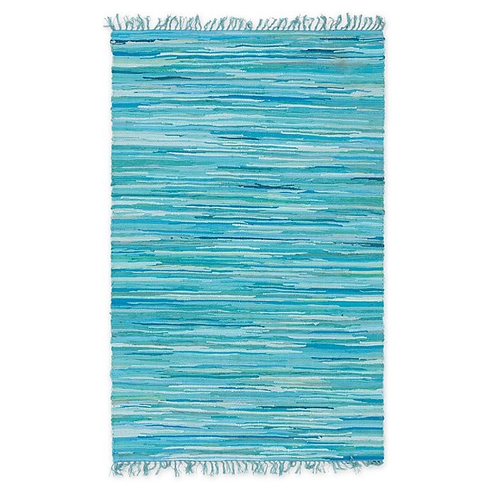 slide 1 of 6, Unique Loom Chindi Stripe Braided Area Rug - Turquoise, 4 ft x 6 ft
