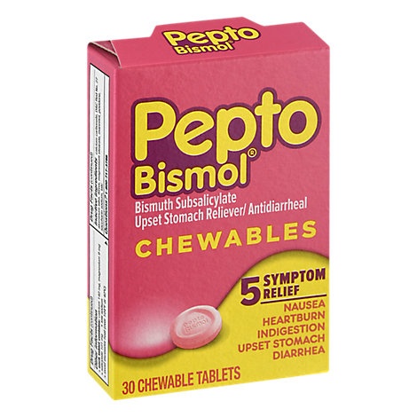 slide 1 of 1, Pepto-Bismol 5 Symptom Relief Anti Diarrhea Chewables, 30 ct