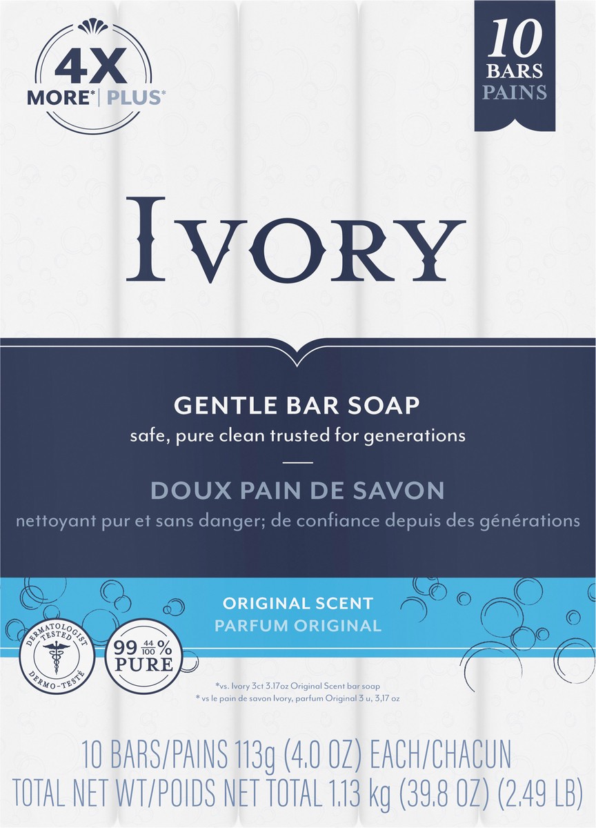 slide 7 of 8, Ivory Bar Soap Original Scent 4 oz., 10 Count, 1 ct
