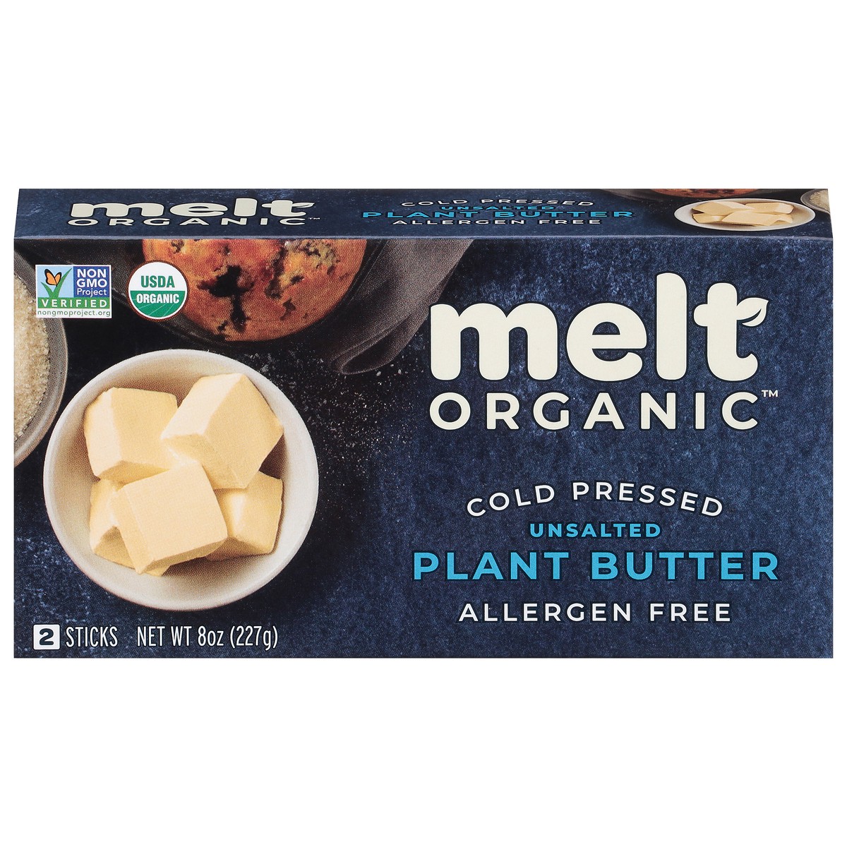 slide 1 of 9, Melt Organic Sticks Unsalted Plant Butter - 2 ct, 2 ct