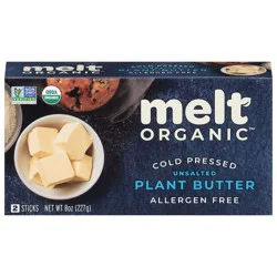 Melt Organic Sticks Unsalted Plant Butter - 2 ct
