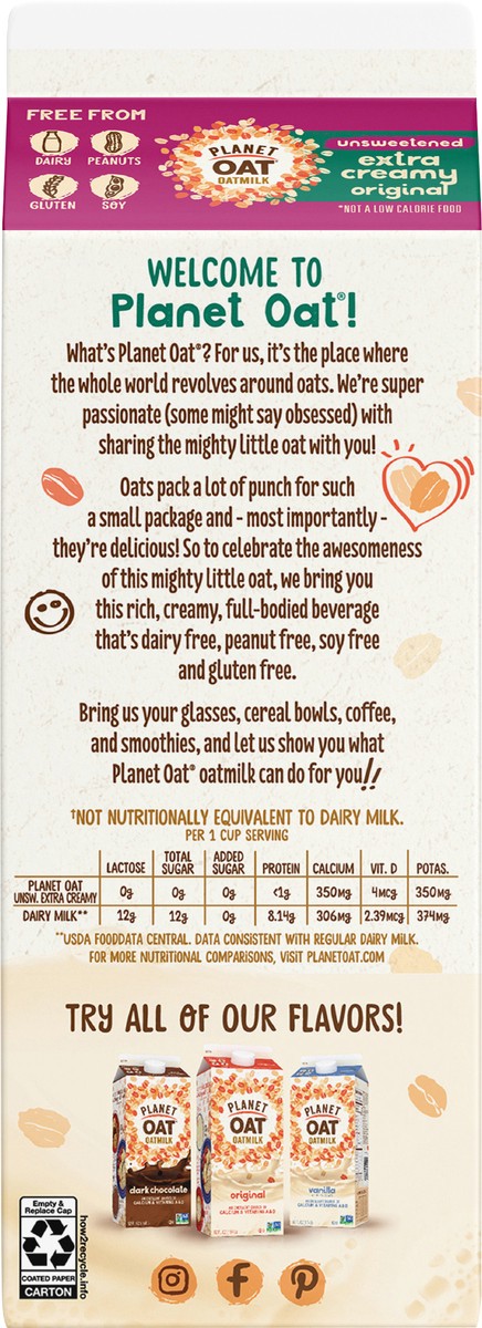 slide 4 of 15, Planet Oat Unsweetened Extra Creamy Oatmilk- 52 fl oz, 52 fl oz