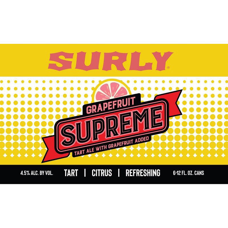 slide 3 of 3, Surly Brewing Co. Grapefruit Supreme Tart Ale - 6pk / 12 fl oz Cans, 6 ct; 12 fl oz