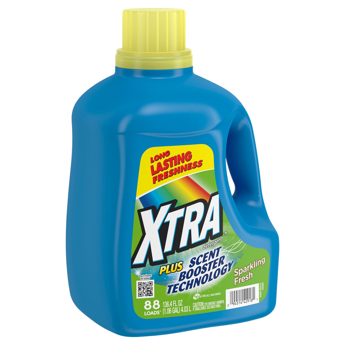 slide 9 of 9, XTRA Plus Scent Booster Technology, Sparkling Fresh, 88 Loads Liquid Laundry Detergent, 136.4 Fl oz, 136.4 oz