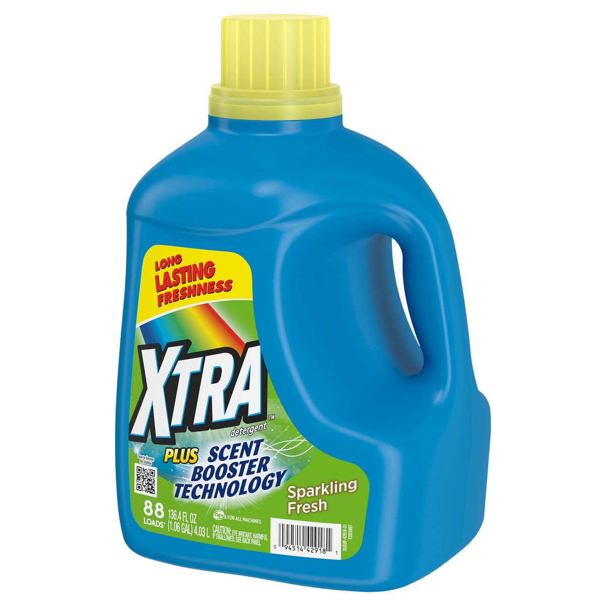 slide 7 of 9, XTRA Plus Scent Booster Technology, Sparkling Fresh, 88 Loads Liquid Laundry Detergent, 136.4 Fl oz, 136.4 oz