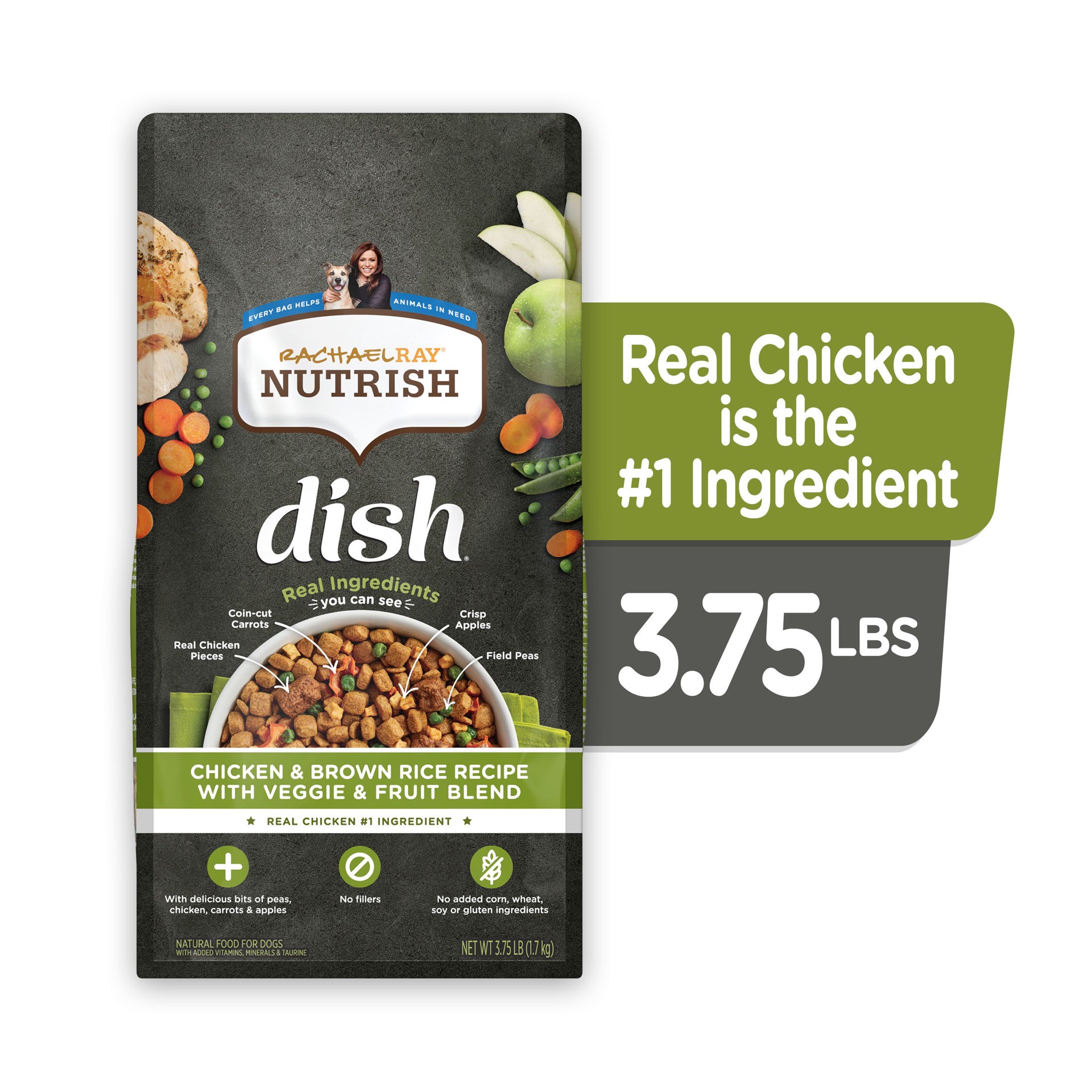 slide 5 of 9, Rachael Ray Nutrish Dish Dry Dog Food, Chicken & Brown Rice Recipe With Veggie & Fruit Blend, 3.75 lb. Bag, 3.75 lb