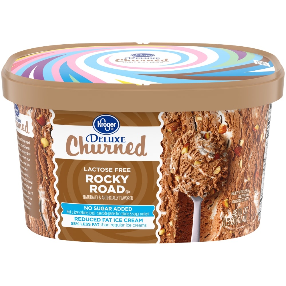 slide 1 of 1, Kroger Deluxe Churned Rocky Road Ice Cream, 48 fl oz