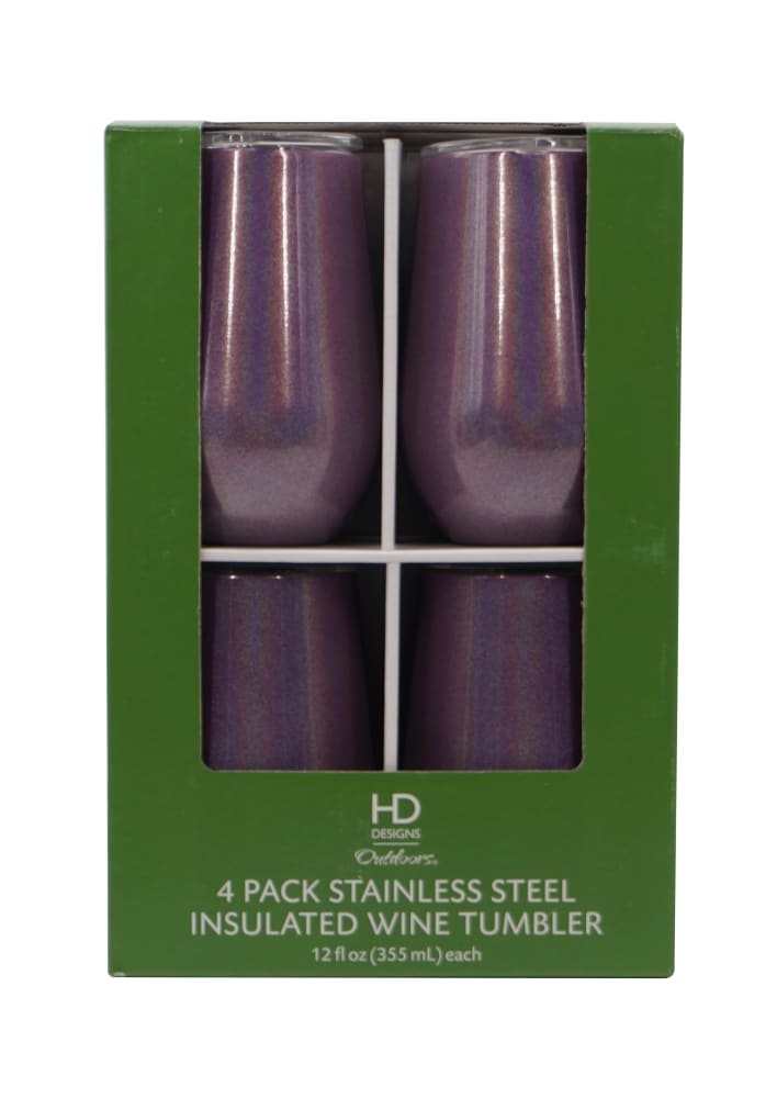 slide 1 of 1, HD Designs Outdoors Thermal Wine Tumblers - 4 Pack - Iridescent Holy Hock, 12 fl oz