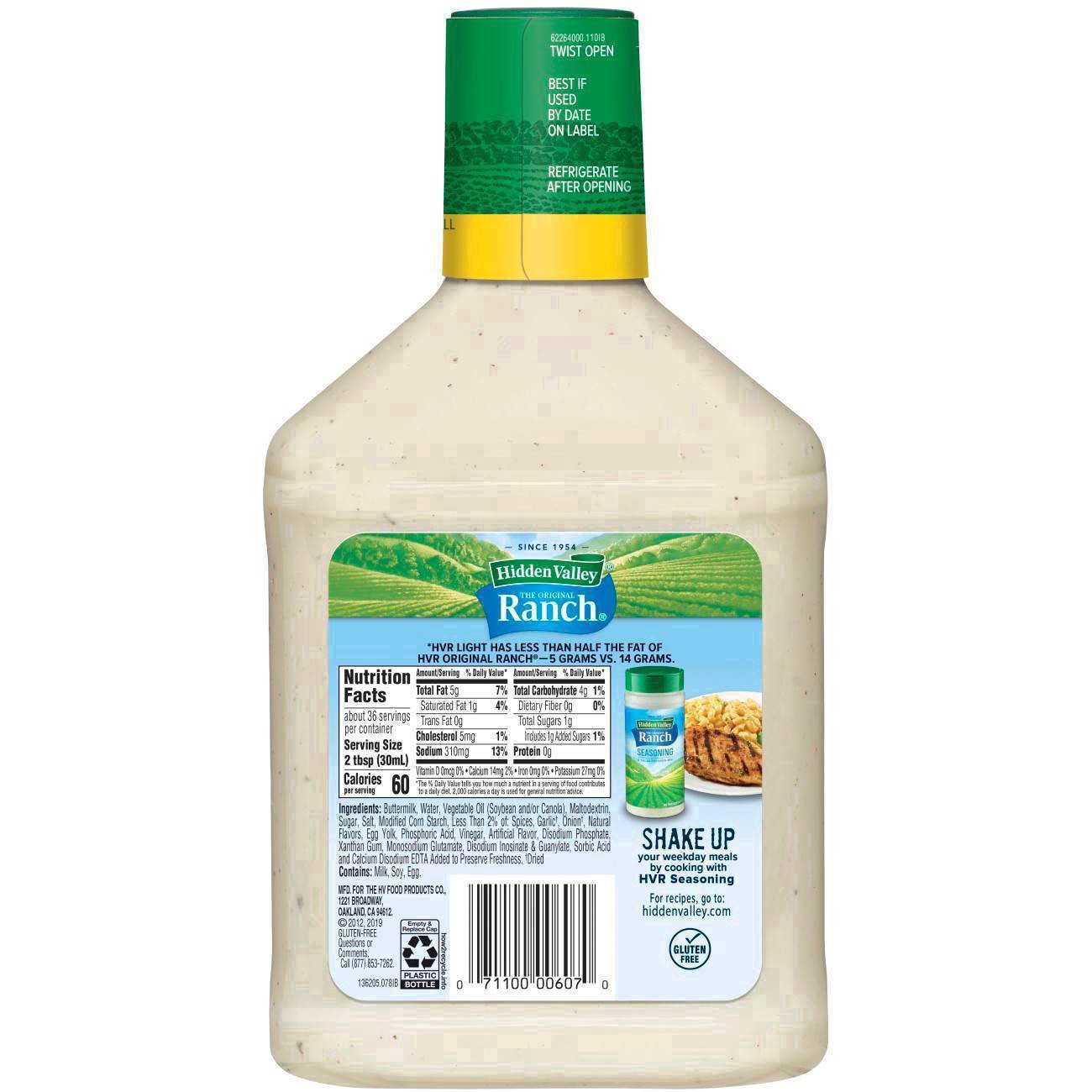 slide 83 of 84, Hidden Valley Original Ranch Light Salad Dressing & Topping, Gluten Free, keto-friendly - 36 fl oz, 36 fl oz