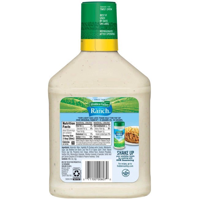 slide 24 of 84, Hidden Valley Original Ranch Light Salad Dressing & Topping, Gluten Free, keto-friendly - 36 fl oz, 36 fl oz