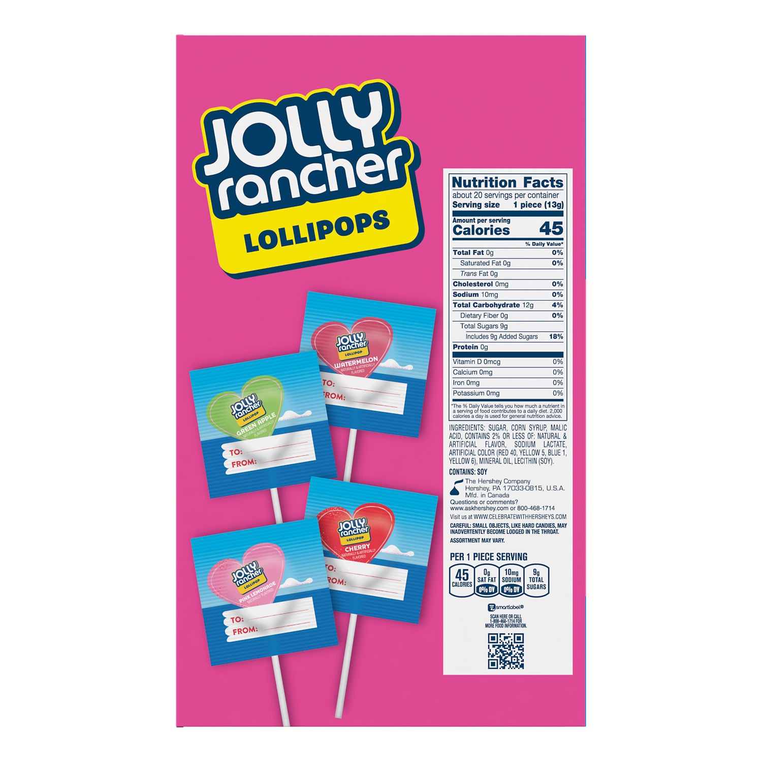 slide 7 of 8, JOLLY RANCHER Assorted Fruit Flavored, Valentine's Lollipops Box, 9.2 oz (20 Pieces), 20 ct