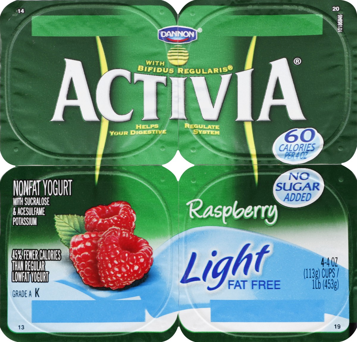 slide 2 of 4, Dannon Activia Light Probiotic Blended Nonfat Yogurt Raspberry, 4 ct; 4 oz