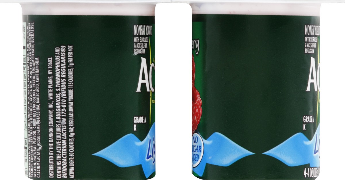 slide 3 of 4, Dannon Activia Light Probiotic Blended Nonfat Yogurt Raspberry, 4 ct; 4 oz