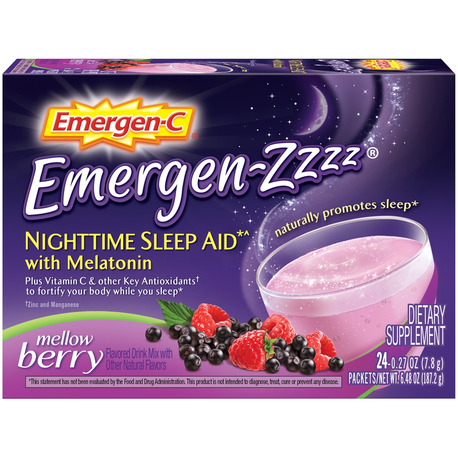 slide 1 of 1, Emergen-C Emergen Zzzz Mellow Berry Nighttime Sleep Aid with Melatonin, 24 ct; 0.27 oz