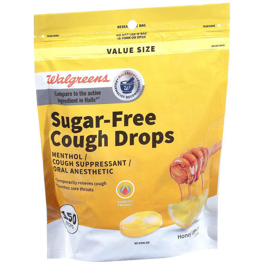 slide 5 of 5, Walgreens Cough Suppressant / Oral Anesthetic Honey Lemon, 150 ct