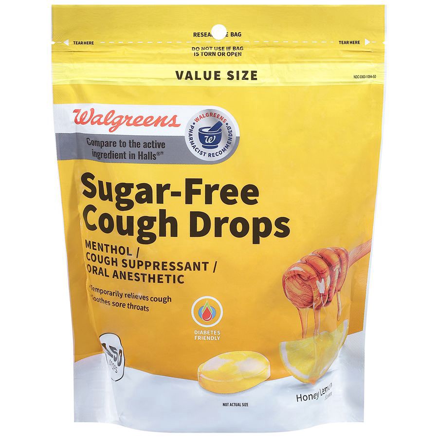 slide 1 of 5, Walgreens Cough Suppressant / Oral Anesthetic Honey Lemon, 150 ct
