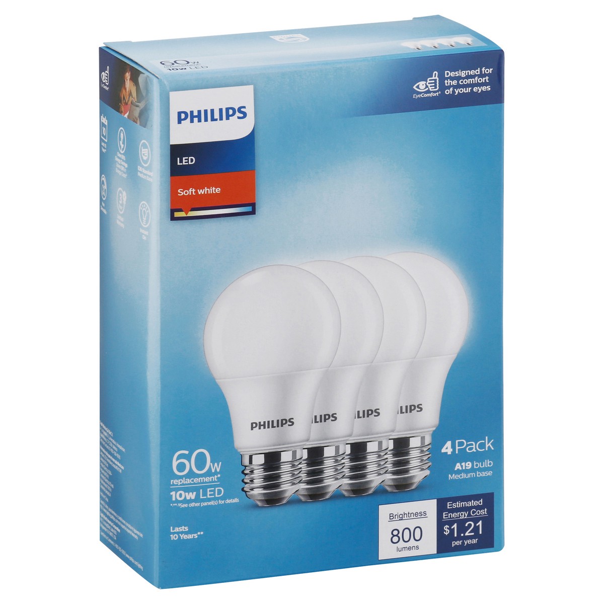 slide 5 of 9, Philips LED Soft White 10 Watts Light Bulbs 4 ea, 4 ct