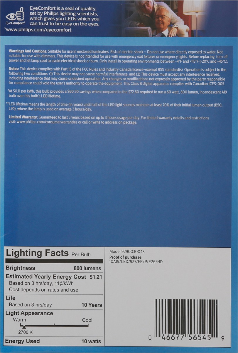 slide 3 of 9, Philips LED Soft White 10 Watts Light Bulbs 4 ea, 4 ct