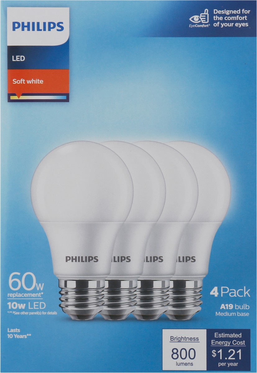 slide 7 of 9, Philips LED Soft White 10 Watts Light Bulbs 4 ea, 4 ct