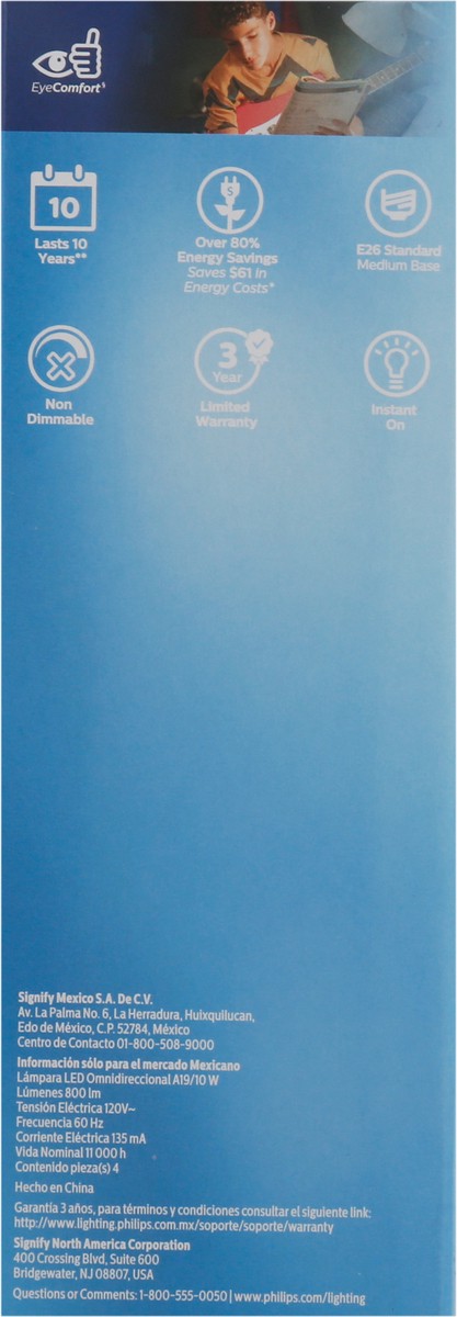 slide 4 of 9, Philips LED Soft White 10 Watts Light Bulbs 4 ea, 4 ct