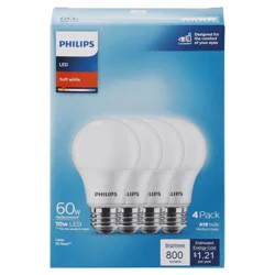 Philips LED Soft White 10 Watts Light Bulbs 4 ea