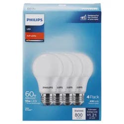 Philips LED Soft White 10 Watts Light Bulbs 4 ea