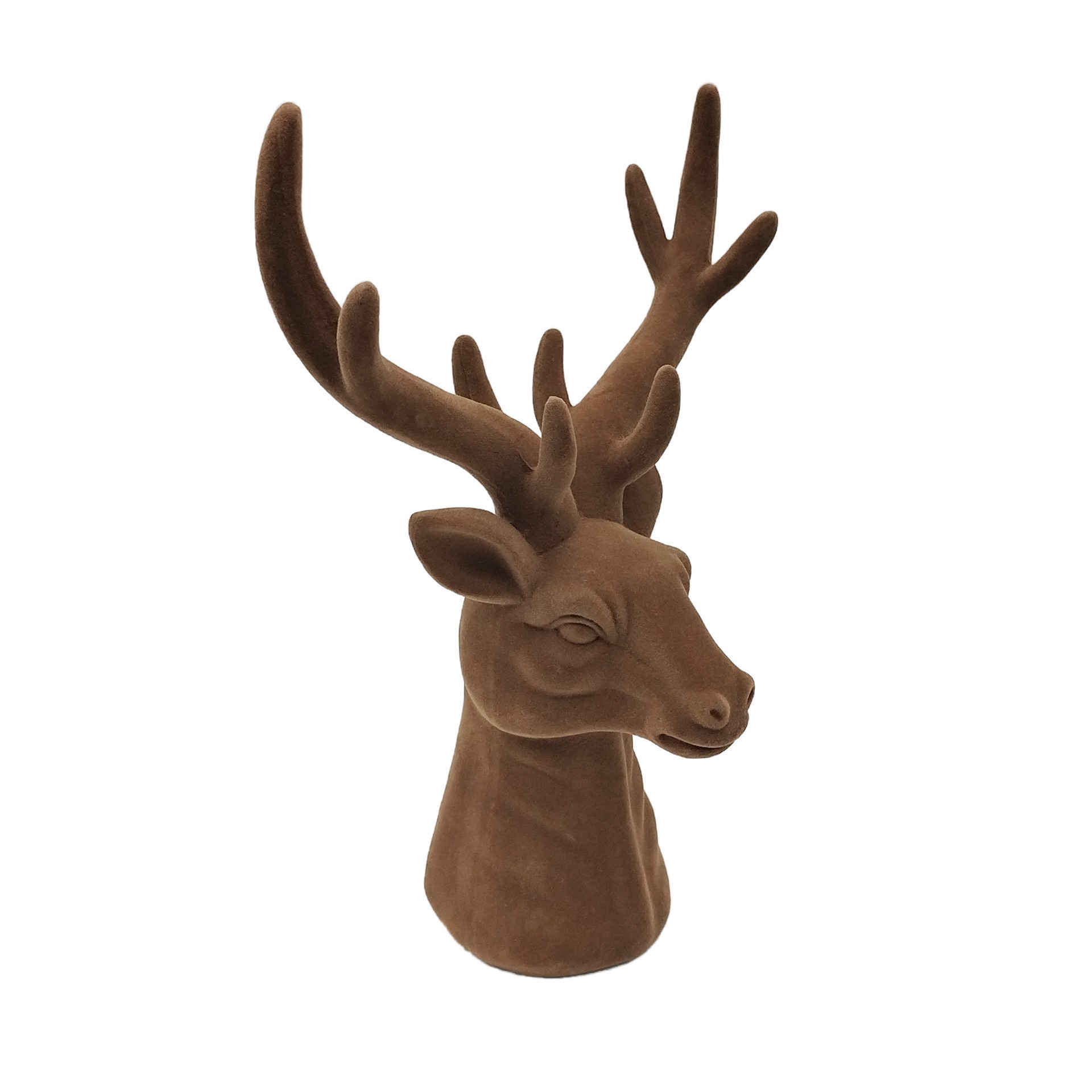 slide 3 of 3, 11" Brown Flocked Reindeer Head By Ashland, 11 in