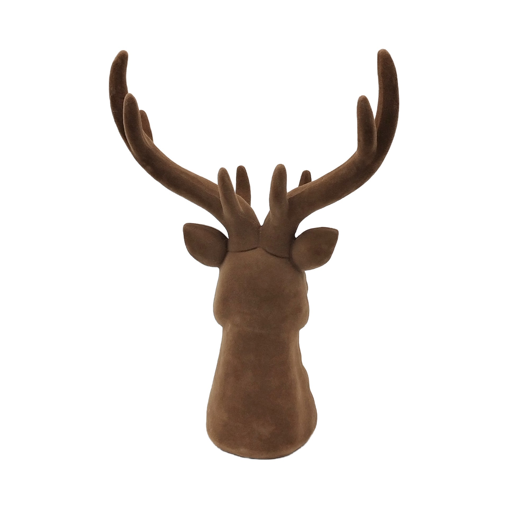slide 2 of 3, 11" Brown Flocked Reindeer Head By Ashland, 11 in