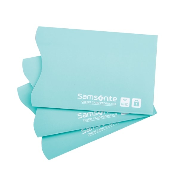 slide 1 of 2, Samsonite Rfid Sleeves, Turquoise, Pack Of 3, 3 ct