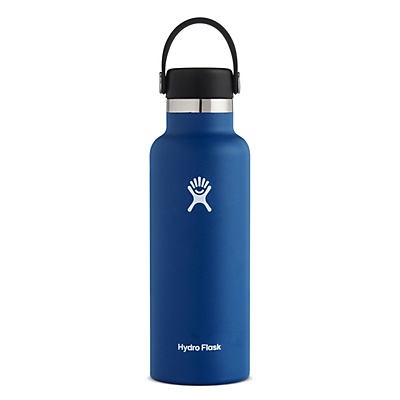 slide 1 of 1, Hydro Flask Standard Mouth Water Bottle with Flex Cap, Cobalt, 18 oz