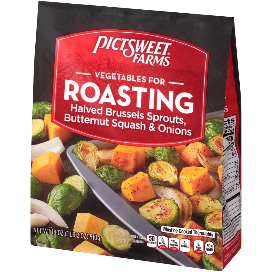 slide 3 of 8, PictSweet Vegetables For Roasting Halved Brussels Sprouts, Butternut Squash & Onions, 18 oz